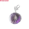 Wojiaer Pendant Trendy Natural Stone Pink Crystal Safety Button Donut Charm Jewel BO977