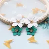 Diseño de perno prisionero Joyería de moda Elegante Flor doble grande Pendientes mixtos Estilo de verano Pendiente de fiesta en la playa para mujer Stud Odet22 Farl22