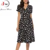 Summer Elegant Short Sleeve Chiffon Dres Floral Printing Vintage A-Line Bohemian Beach Midi Sundress 220518