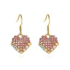 Korean Sweet Rhinestones Dangle Earrings Women Wedding Bridal Minimalism French Heart Pendant Ear Jewelry Accessories