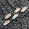 Naszyjniki wisiorek wisiorki biżuteria sześciokątna pryzmat biały naturalny kamień naszyjnik złoty kolor dla kobiet dostawa 2021 8wntq