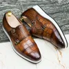 Nouveau véritable cuir de vache hommes casual mocassins chaussures hommes appartements luxe Crocodile motif en cuir verni sans lacet formel hommes Loafe A19