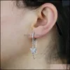 New Styles Real 925 Sterling Sier Hoop Earring With Tassel Chain Earrings Cz Paved Moon Star Eye Hamsa Charm Jewelry Wholesale Drop Delivery