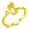 Mode créatif hommes et femmes créatif petit anneau de zircon frais mignon chat ouvert couple anneau animal mignon chat anneau