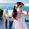 子供漫画ワンピース水着かわいい赤ちゃんの女の子蝶プリンセス水着ファッション子供サスペンダーチュールスパ水浴スーツS2060