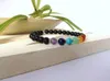 Beaded Strands 7 Chakra Black Onyx Stone Bracelet Spiritual Healing For Womens JewelryBeaded278R