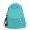 Backpack Solid Color Women'S Waterproof Nylon Simple School Bag For Teenage Girl Shoulder Travel BackpackBackpack
