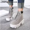 LEOPARD LAND Womens Shoes ankle Boots Wedges Ankle Boots Square Heels Sliver Laceup Boots Platform Ankle Boot JXQ2618 201103