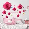 Muurstickers cartoon paren sticker pvc materiaal diy rode rozen stickers voor woonkamer bruiloft decoratie pegatinaswall