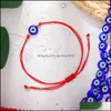 Lien chaîne Bracelets bijoux turc mauvais œil bleu pour les femmes à la main tressé corde chanceux rouge Bracelet femme goutte D Dhjyv