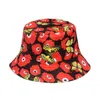 2022 nouveau mignon coeur rouge Doodle motif soleil chapeau seau chapeau coeur amour rouge mignon motif filles ensemble modèles G220418