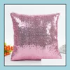 Federa per cuscino Forniture per biancheria da letto Tessili per la casa Giardino Ll Stampa Cuscino per divano Er Federa solida Paillettes Glitter Dhsbi