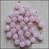 Charms Risultati dei gioielli Componenti Palla di pietra naturale Forma di goccia d'acqua Pendenti di quarzo rosa rosa per fare Di Dhnu5