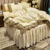 Ensembles de literie blanche Cover Lace Edge Queen Bed Couetters