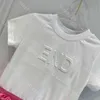 22SS Fashion Girl Cotton Dress Dressy Simple Baby Clothes Child Child Solid Color Dresses Sheert Smip Skirt 3D Logo F..di Summer High End Kids Clothing Album