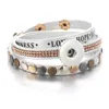 Charmarmband väver läder armband snap fit 18mm knapp smycken vintage bohemisk rhinestone för kvinnor pu charms 2729Charm