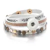 Pulseiras de charme tecerem pulseira de couro snap snap snap 18mm button jóias vintage strass boêmia para mulheres Pu Charms 2729Charm