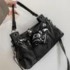 Evening Bags Women's Fashion Skull Handbags Female Brand Design Scarves Bow Shoulder Embossing Punk Crossbody Bag For Ladies Shopper