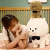 2022 Nieuwe hoogwaardige gesimuleerde huisdierpop Sferical Bear Dog pluche speelgoed met een kraagknoop Pearl Kindercadeau