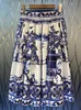 Rokken Red Roosarosee Classic Blue White Porselein Print Large Swing Cotton MIDI 2022 Zomer Women Cozy Rok Designer Duidenkirts