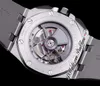 HWF 44mm 2642 A3126 Automatyczne chronograf męskie zegarek stalowa obudowa Ceramika Ramka szary niebieski Tekstrutowane markery srebrne sztyfcie czarne gumowe super edycja pureteme B2