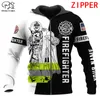 PLstar Cosmos Firemen Firefighters Nombre personalizado Sudaderas con capucha impresas en 3D Sudaderas con cremallera con capucha para hombres Mujeres Casual Streetwear F12 220707