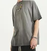 mens Gradient frayed distressed short-sleeved trendy T-shirt