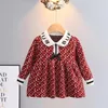 Designer Baby Girls Knitted Princess Dresses Spring Autumn Letters Printed Kids Long Sleeve Dress Children Bowknot Dress 16 Years4529026