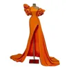 2022セクシーなオレンジ色のアラビアウエミドドレス