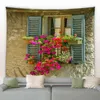 Tobestry Flower Window House Street Boho Garden Wystrój Tła Tabel Europy