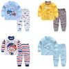 Kinder Jungen Mädchen Pyjama Sets Cartoon Print Langarm Nette T-shirt Tops mit Hosen Kleinkind Baby Schlafen Kleidung 220715