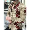 Bahar Erkekler Gömlek Vintaed Renk Eşleştirme Baskılı Uzun Kollu Sonbahar Boy Bluzlar Ince Giyim Tees Tops 220322