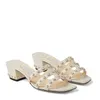 Berühmte Sommer Hazal Nappa Sandalen Schuhe Pantoletten mit Perlennieten Lady Slip On Hausschuhe Lady Discount Walking EU35-43