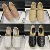 Women Casual Canvas Shoes Spring Espadrilles Brand High Quality Leather Loafers Trainers Fashion Two Tone Canvas Soft Straw Weaving Shoes NO36