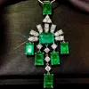 Pendant Necklaces Luxurious Geometric Emerald Women's 925 Silver Green Zircon Lady Birthday Cocktail Gift JewelryPendant