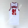 Retro # 23 Michael 45 91 Rodman 33 Pippen Jerseys Blanc Red Black Stripes cousu chemises de basket-ball Fast SH Jerseys