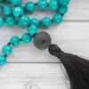 チェーンT-Rurquoise Mala Tasselネックレス長い手の結び目宝石の祈りのビーズJapa for WomenChains Sidn22