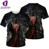 Męskie koszulki Kaseetop moda templar Knight 3d Print Men T-shirt Summer O Neck Tree krótkie rękawie