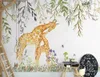 Carta da parati 3d murale dipinto a mano piante tropicali foglie di foresta pluviale in background interno soggiorno camera da letto design casa sfondi