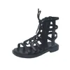 Kinder Sandalen Gladiator Strandschuhe mit weicher Sohle, Turnschuhe, Kleinkinder, Jugendliche, Mädchen, Chaussures Pour Enfants, Leder, Sommersandalen, Schwarz, Weiß