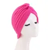 Ny stickad bomullsflödet turban knuten stretch headwrap beanie för kvinnor india huvudduk beanie håravfall kemo kepsar turbante mujer