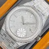 Handmade vol met diamanten horloge heren automatische mechanische horloges 40 mm met diamant bezaaid staal 904L saffier damesbedrijf WR226S