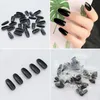 FALSE NAILS 500 stycken Blue Oval Fake Full Cover Round Acrylic Artificial Nail Tips Tryck på Finger Manicure Extension Art Tools