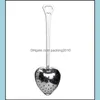 Heart Shaped Tea Infuser Mesh Ball Stainless Strainer Herbal Locking Spoon Steeper Handle Shower Table Tool Drop Delivery 2021 Coffee Tool