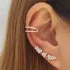 Clip-on skruv tillbaka Bohemian ingen piercing kristall strass öron manschett wrap stud clip örhängen för kvinnor flicka 2022 trendiga smycken bijouxclip-