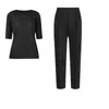 Damen Zweiteilige Hose Hosenanzüge für Frauen 45–75 kg 2022 Sommer einfache einfarbige Stretch-Miyake-Plissee 2-teiliges Set Rundhals-T-Shirt Penc