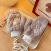 Cinq doigts Gants Sous femme mignon hiver peluche peluche kawaii ours épaississant fille étudiante chaude fille à cheval plein mitat gant tendance