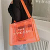 Вечерние сумки, женская сумка, новинка 2022 года, летняя трендовая большая сумка из сетки из ПВХ, модная универсальная прозрачная сумка с буквенным принтом1608