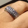 Clusterringe Größe 6-10 Verkaufen Damen Modeschmuck 925 Sterling Silber Princess Cut Weißer Kubikzircon Versprechen Ehering