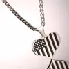 Pendant Necklaces Collare US Flag Heart Gold Color Stainless Steel Sign Necklace Women Men Jewelry P104Pendant